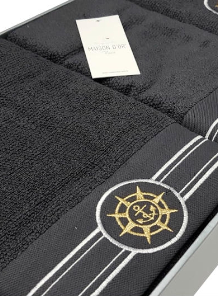 Maison D'or Elegance Marine набір махрових рушників з килимком для ніг 3 шт сірий