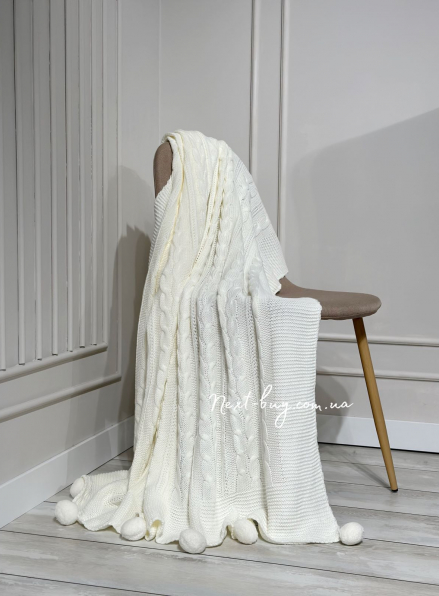Diamond Mora krem в'язаний плед 130х170 Туреччина
