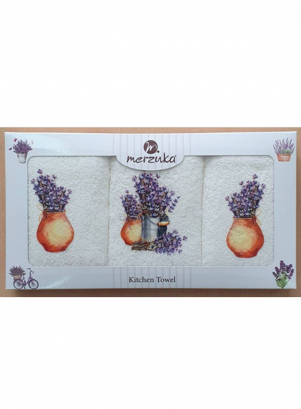 Набор кухонных полотенец Merzuka Bouquets of lavender 3шт. 30х50