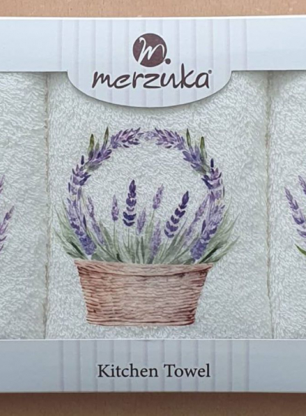 Набір кухонних рушників Merzuka Lavender in baskets 3шт. 30х50см