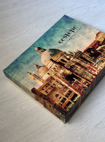 Комплект подарункових рушників Cestepe Lux cotton блакитний  3шт. Туреччина