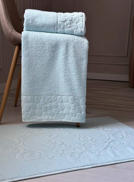 Комплект подарункових рушників Cestepe Lux cotton блакитний  3шт. Туреччина
