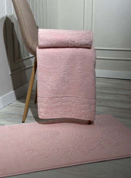 Комплект подарункових рушників Cestepe Lux cotton рожевий  3шт. Туреччина