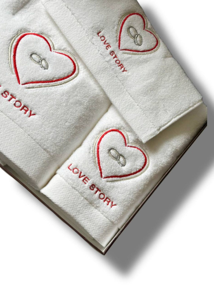 Набір бавовняних рушників Maison D'or Love story Four stone ring white 3шт