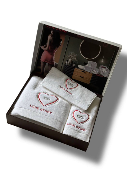 Набір бавовняних рушників Maison D'or Love story Four stone ring white 3шт