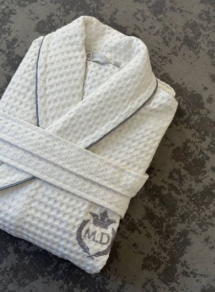 Чоловічий вафельний халат Maison D'or Karius White