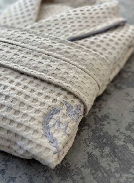 Чоловічий вафельний халат Maison D'or Karius Beige