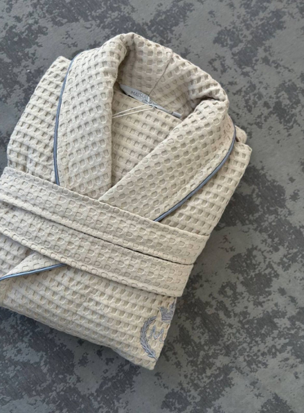 Чоловічий вафельний халат Maison D'or Karius Beige