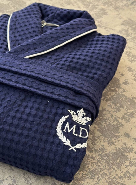 Чоловічий вафельний халат Maison D'or Karius Navy