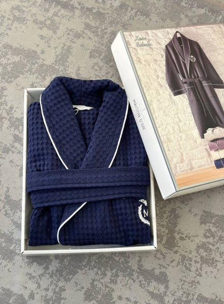 Чоловічий вафельний халат Maison D'or Karius Navy