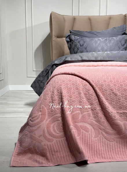 Gulcan махровая простынь-покрывало Poppy хлопок евро 200X220 розовая