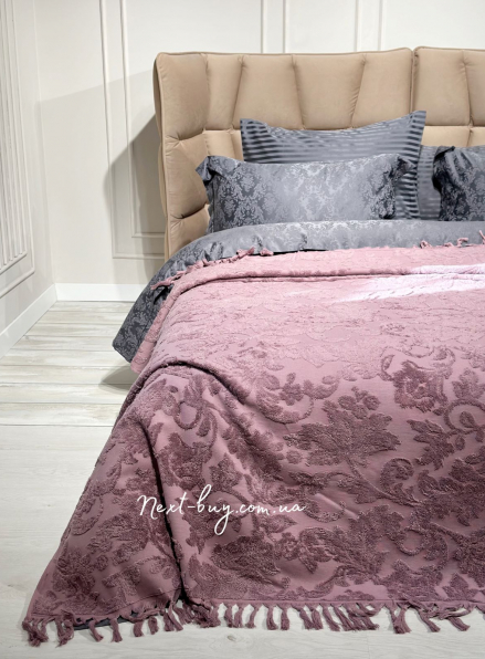 Махрове простирадло-покривало Maison D'or Paris Sanda з бахромою 160х240 фіолетове