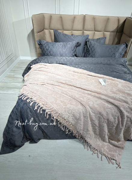 Maison D'or Paris Sanda Bedspread махрове простирадло-покривало 220х240 з бахромою бавовна пудра