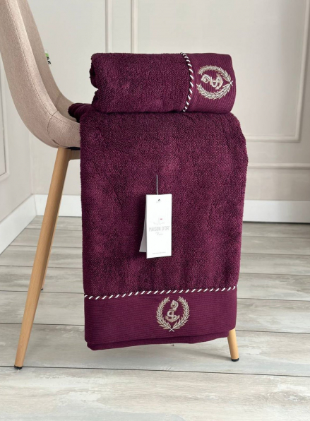 Махровий рушник Maison D'or Michel Sailing 50х100см бордовий