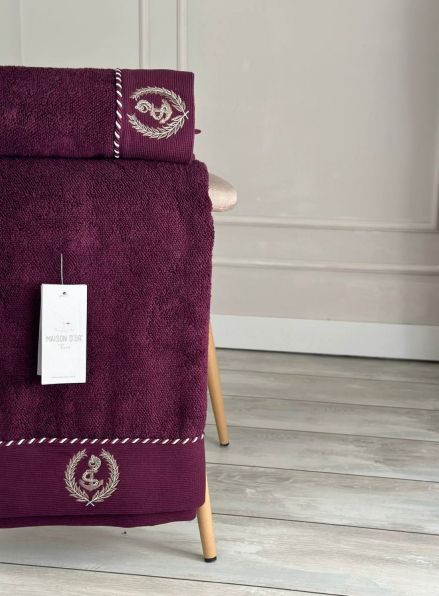Махровий рушник Maison D'or Michel Sailing 50х100см бордовий