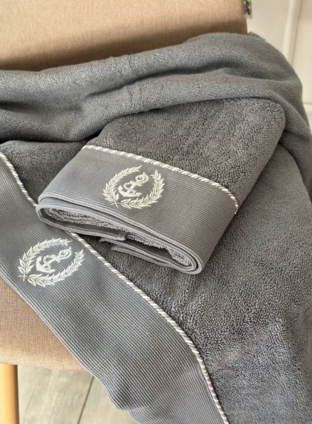 Махровий рушник Maison D'or Michel Sailing 85х150см світло-сірий