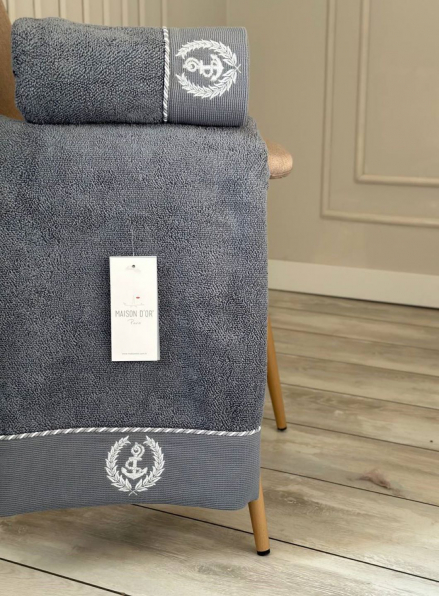 Махровий рушник Maison D'or Michel Sailing 85х150см світло-сірий