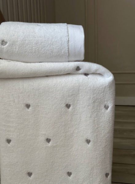 Махровий рушник для обличчя Cestepe Kalpli Nakisli white-gri 50х90 Туреччина