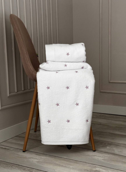 Махровий рушник для обличчя Cestepe Stars white-lila 50х90 Туреччина