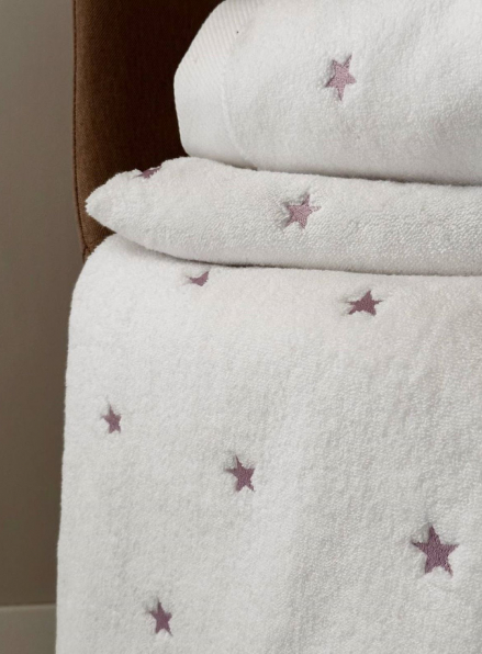 Махровий рушник для обличчя Cestepe Stars white-lila 50х90 Туреччина