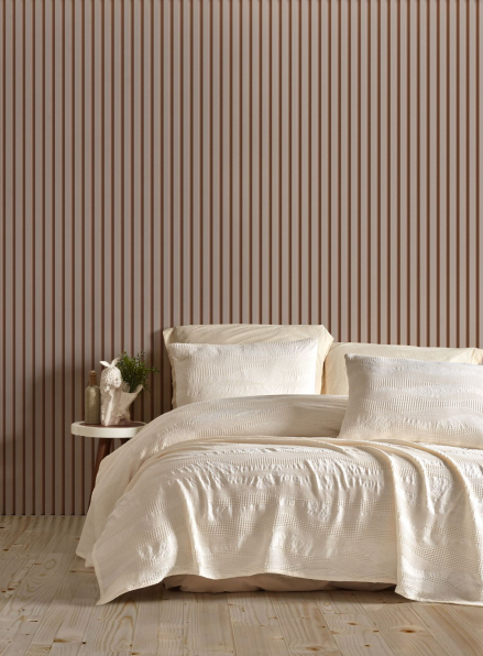 Жакардове покривало з наволочками Saheser Agata krem євро Туреччина