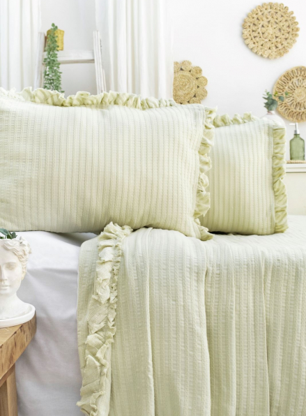 Жакардове покривало з наволочками Saheser Marta green євро Туреччина