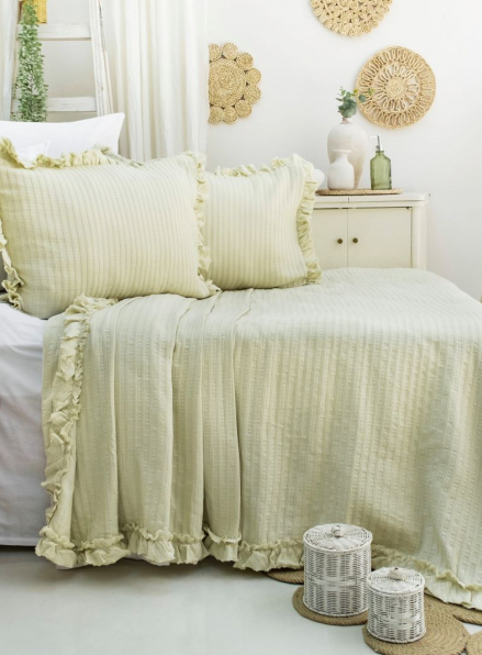 Жакардове покривало з наволочками Saheser Marta green євро Туреччина