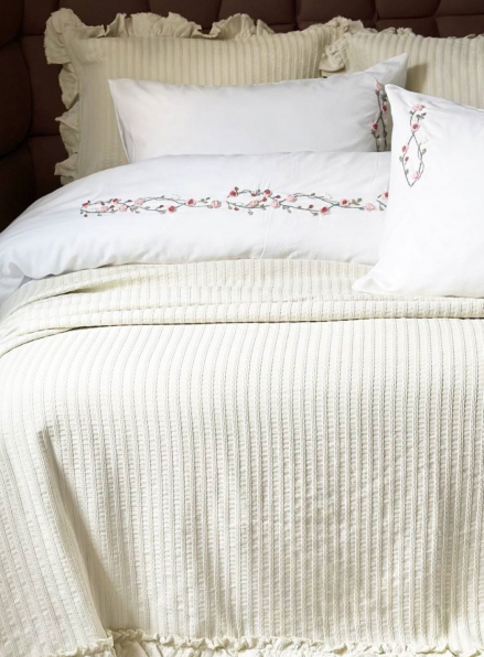 Жакардове покривало з наволочками Saheser Marta green євро Туреччина