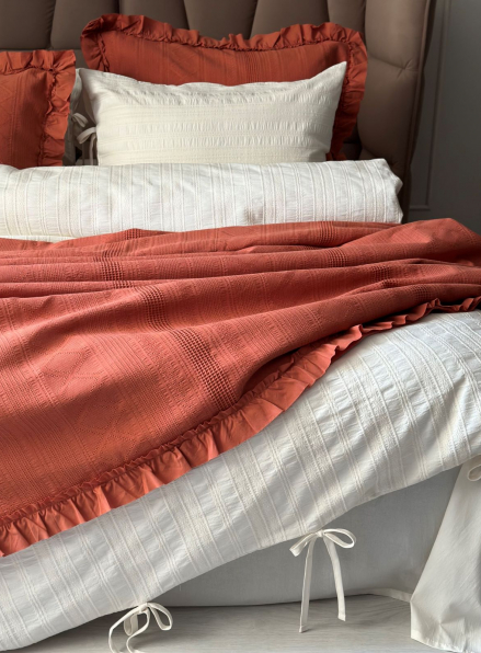 Жакардове покривало з наволочками Saheser Tziana tile red євро Туреччина