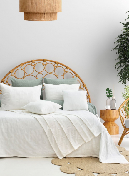 Бамбукове покривало з наволочками Saheser Zeta cream євро Туреччина