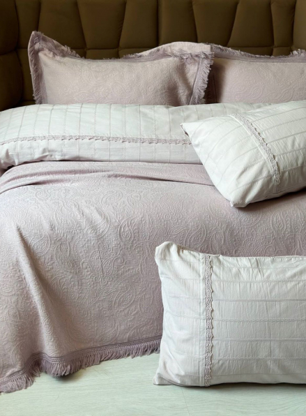 Жакардове покривало з наволочками Saheser Grace lila євро Туреччина