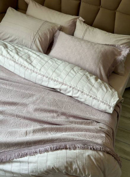 Жакардове покривало з наволочками Saheser Grace lila євро Туреччина