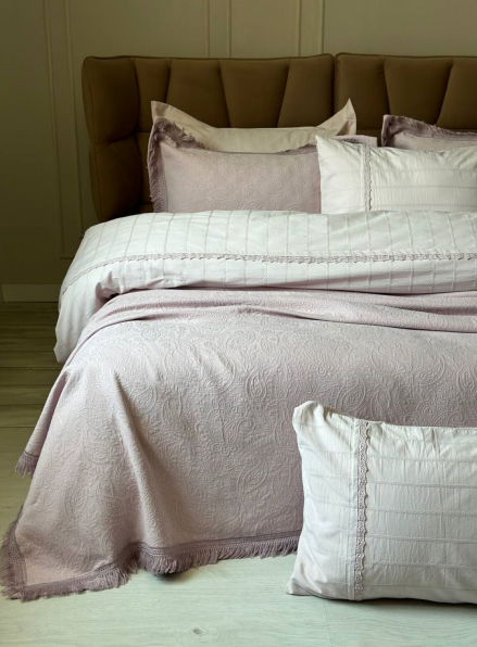 Жакардове покривало з наволочками Saheser Grace lila євро Туреччина