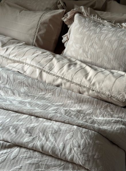 Жакардове покривало з наволочками Saheser Ilda vizon євро Туреччина