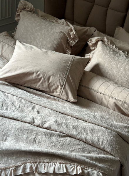 Жакардове покривало з наволочками Saheser Ilda vizon євро Туреччина