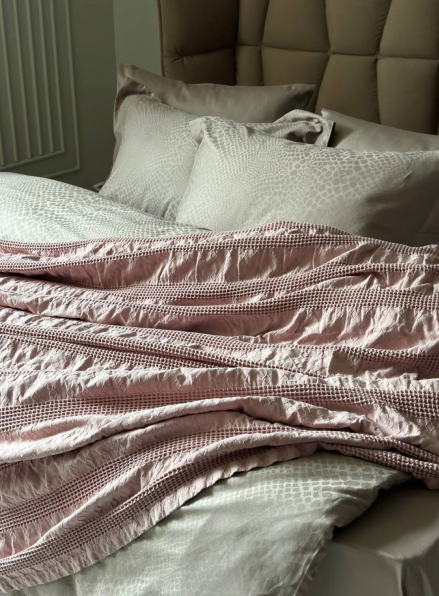 Жаккардовый плед-пике Saheser Apollo pudra евро Турция