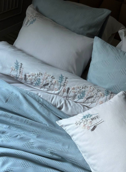 Бамбукове покривало з наволочками Saheser Zeta mint євро Туреччина