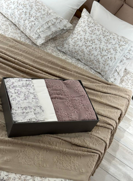 Легкий постільний набір з покривалом-піке Gelin Home Gonul lila