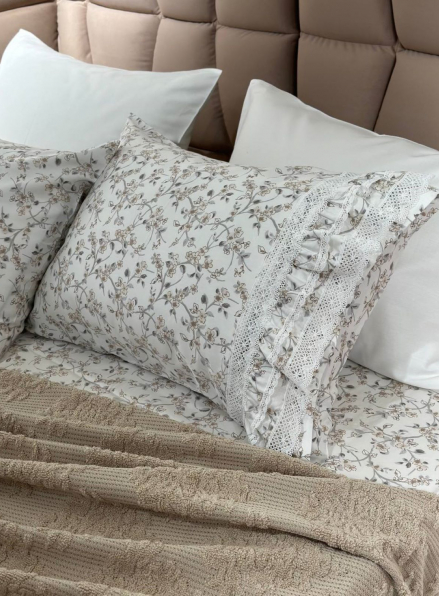 Легкий постільний набір з покривалом-піке Gelin Home Gonul beige