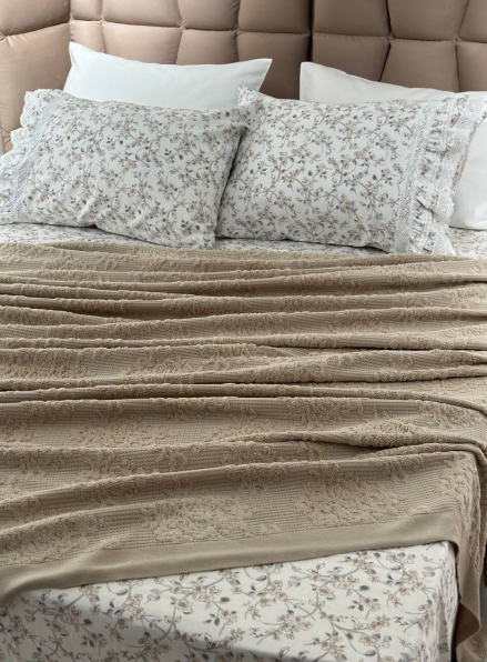 Легкий постільний набір з покривалом-піке Gelin Home Gonul beige