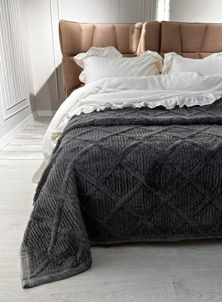 Велюрове стьобане покривало Colorful антрацит євро 200х230