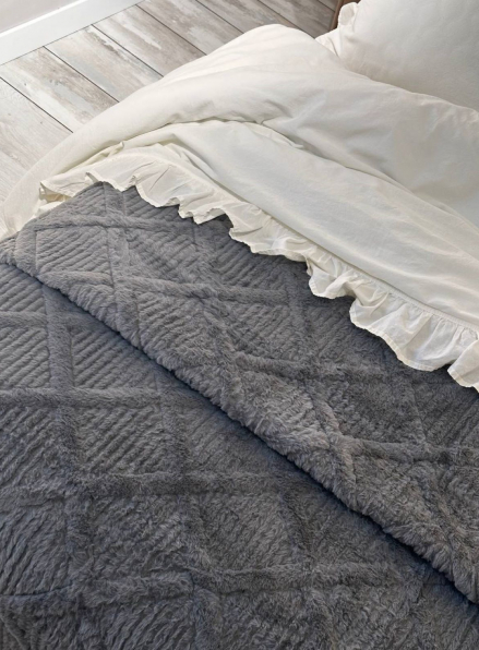 Велюрове стьобане покривало Colorful антрацит євро 200х230