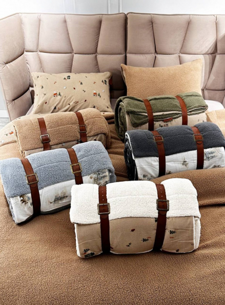 Зимовий комплект постільної білизни двосторонній Wooden Krem євро Туреччина