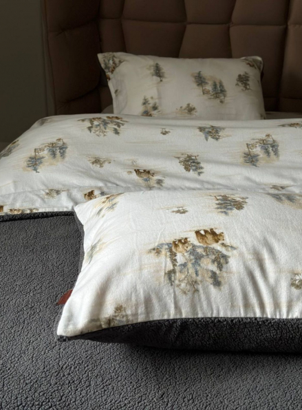 Зимовий комплект постільної білизни двосторонній Wooden Grey євро Туреччина