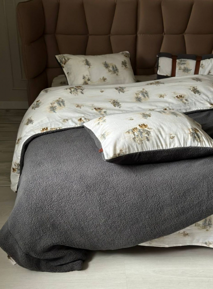 Зимовий комплект постільної білизни двосторонній Wooden Grey євро Туреччина