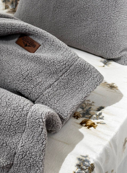 Зимовий комплект постільної білизни двосторонній Wooden Gri євро Туреччина