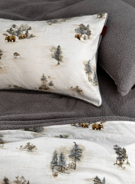 Зимовий комплект постільної білизни двосторонній Wooden Gri євро Туреччина