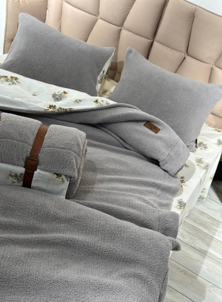 Зимовий комплект постільної білизни двосторонній Wooden Gri євро Туреччина