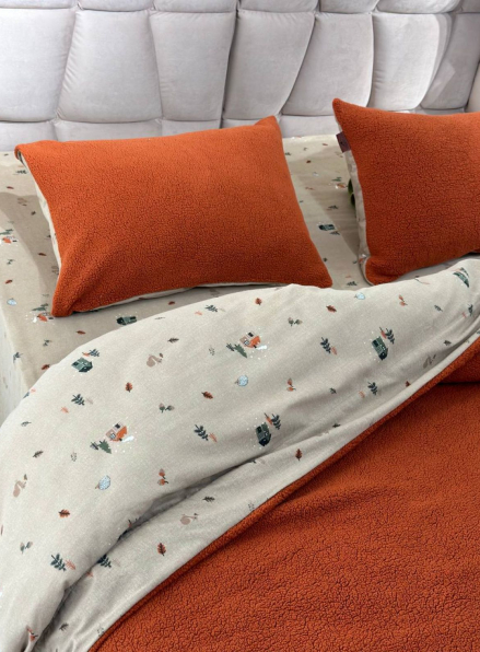 Зимовий комплект постільної білизни двосторонній Wooden Kiremit євро Туреччина