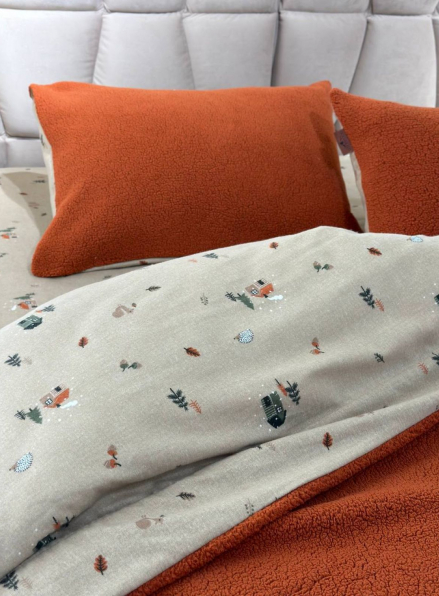 Зимовий комплект постільної білизни двосторонній Wooden Kiremit євро Туреччина